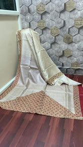 Pure tussar cutwork design silk saree SILK ZONE